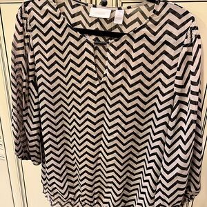 Chico's Black and White Chevron Blouse
